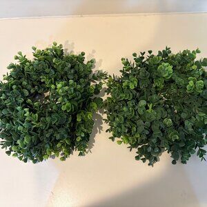 SET/2 REALISTIC SOFT TOUCH LUSH INDOOR/OUTDOOR FAUX BOXWOOD WREATHS 12" Preowned